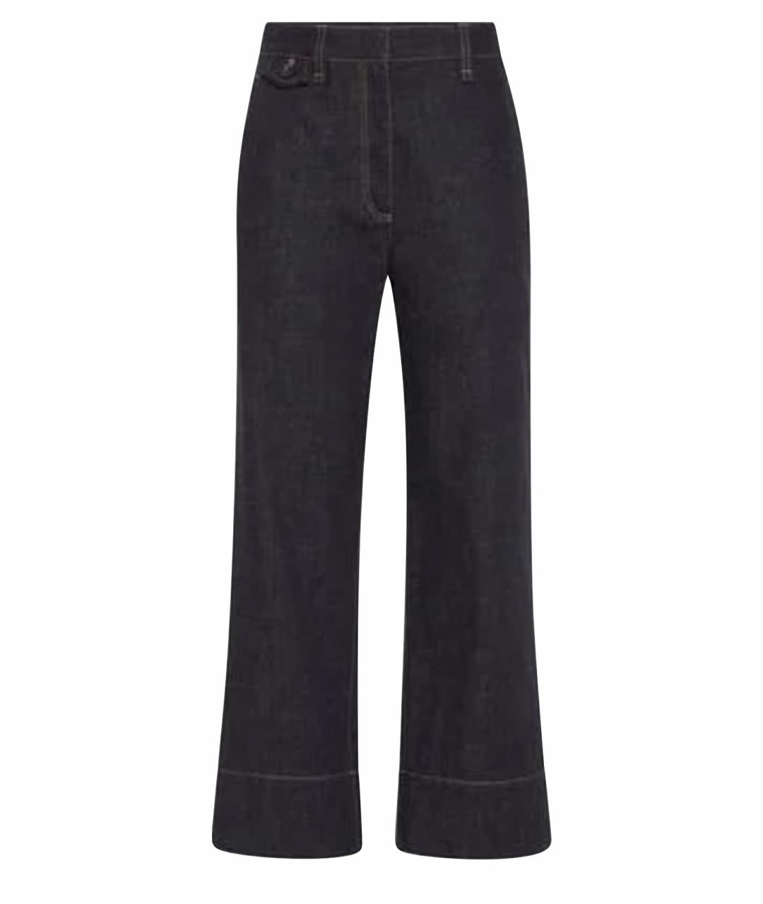 BRUNELLO CUCINELLI Темно-синие хлопковые прямые джинсы, фото 1