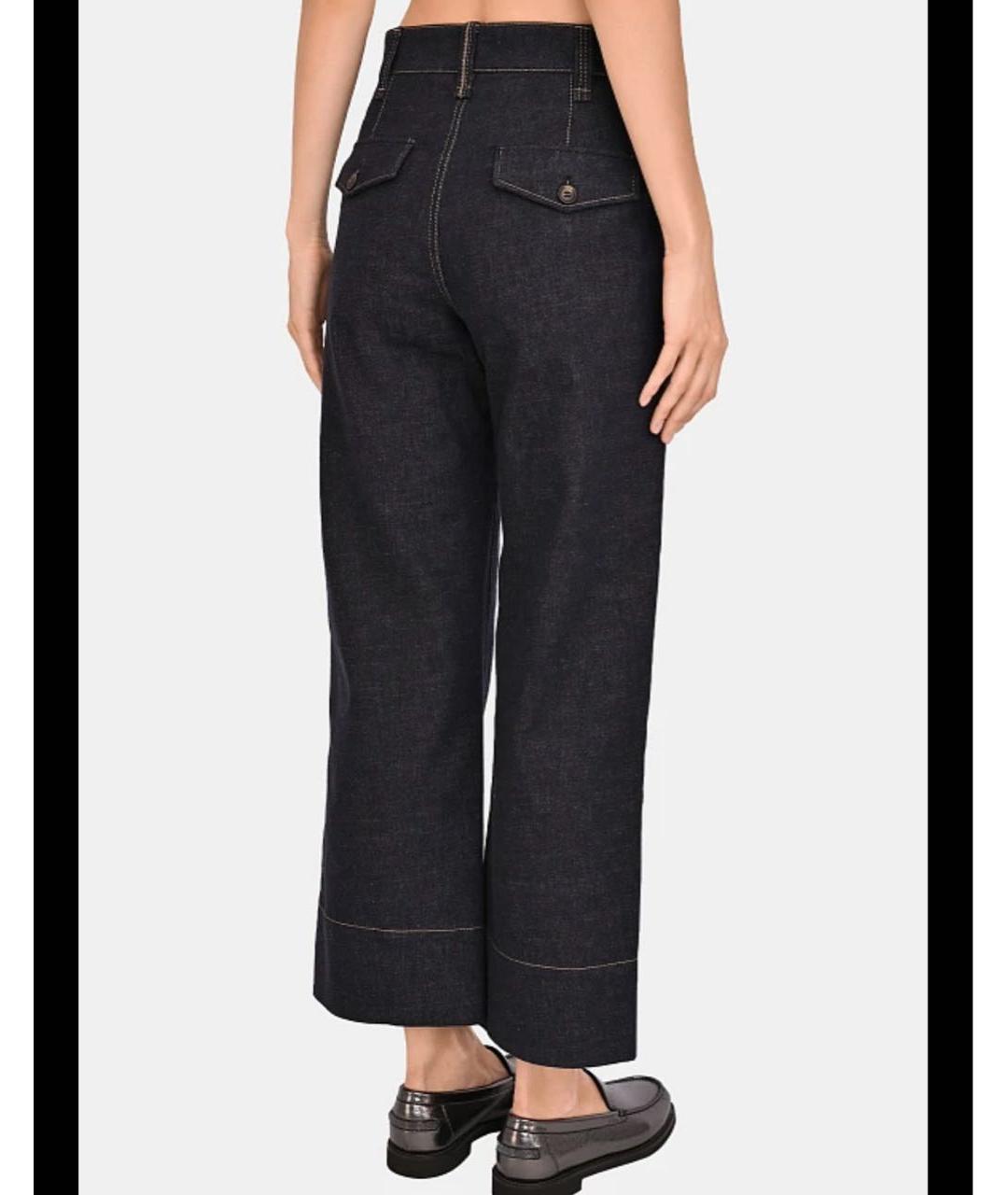 BRUNELLO CUCINELLI Темно-синие хлопковые прямые джинсы, фото 6