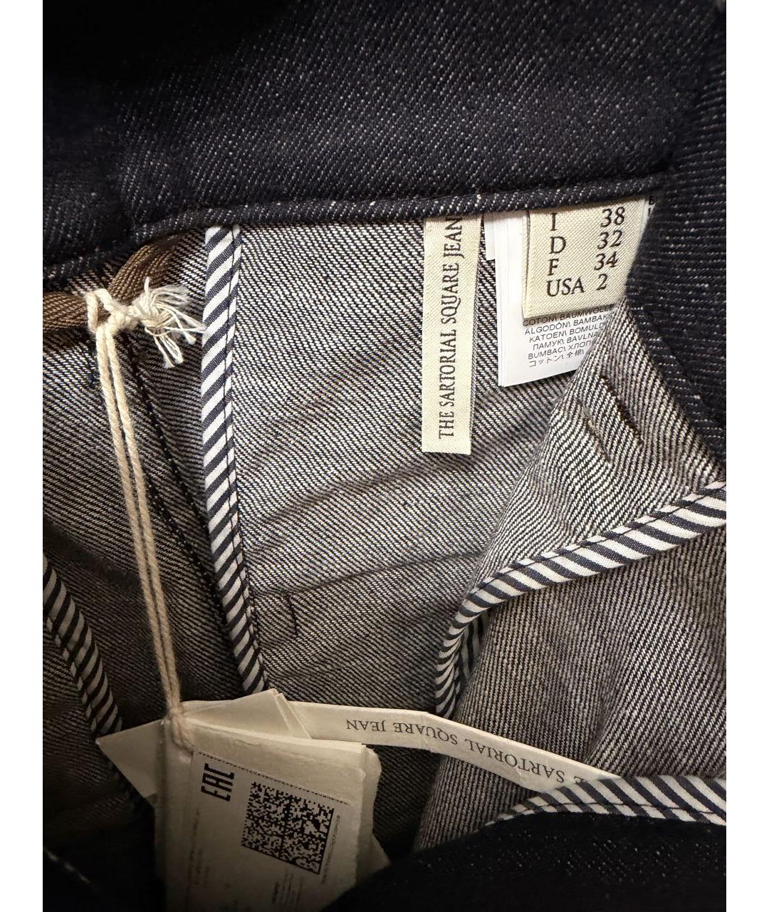 BRUNELLO CUCINELLI Темно-синие хлопковые прямые джинсы, фото 3