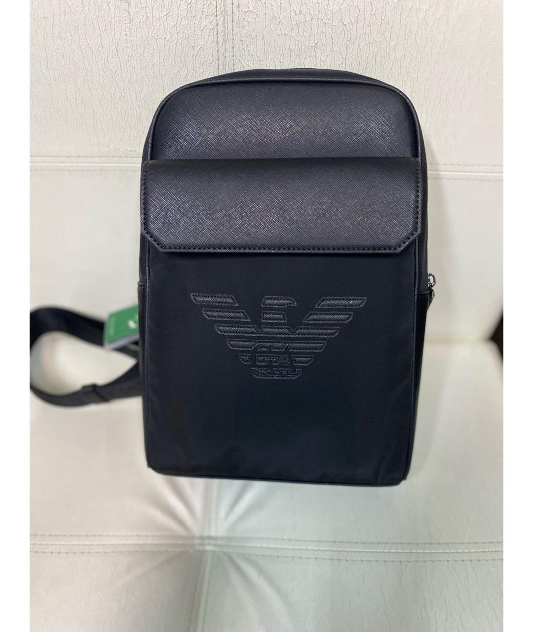 EMPORIO ARMANI Черная синтетическая сумка на плечо, фото 6