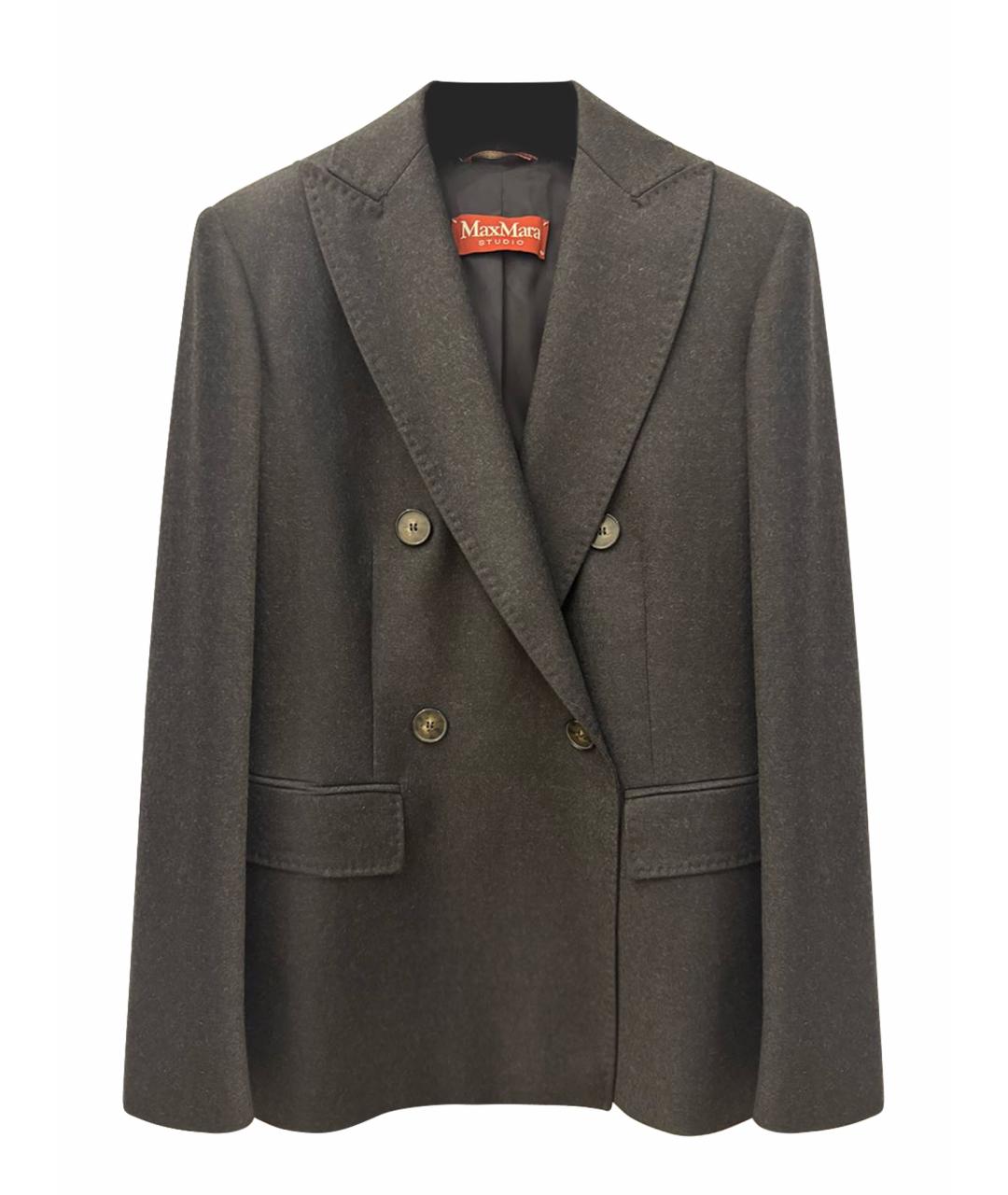 MAX MARA STUDIO Антрацитовый шерстяной жакет/пиджак, фото 1