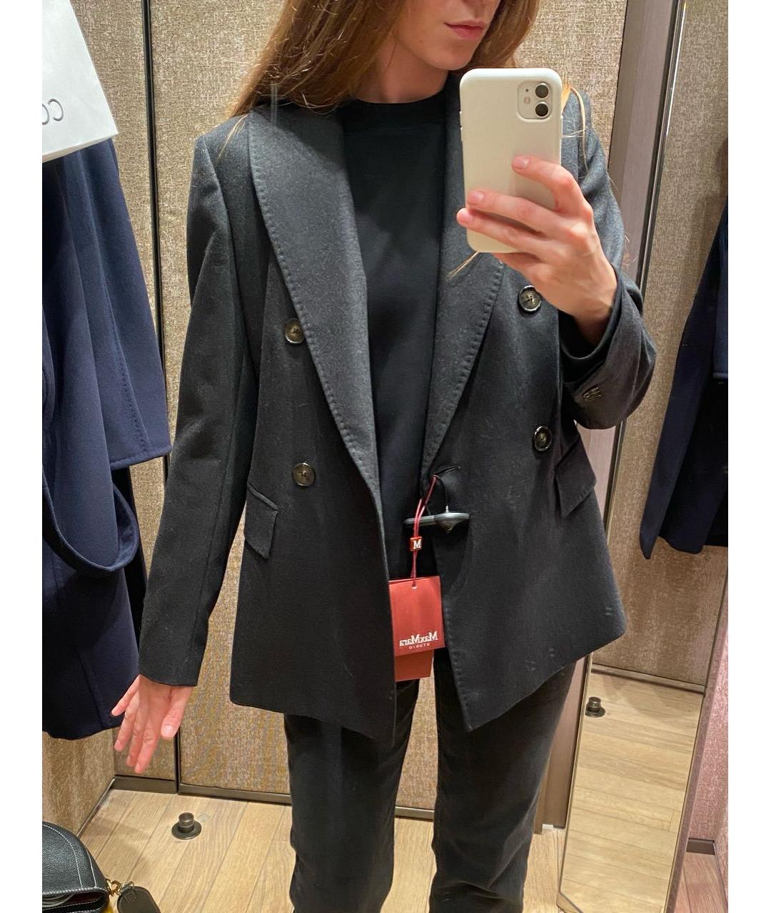 MAX MARA STUDIO Антрацитовый шерстяной жакет/пиджак, фото 8