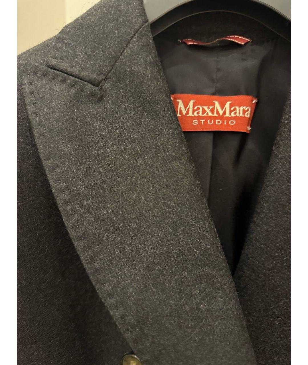 MAX MARA STUDIO Антрацитовый шерстяной жакет/пиджак, фото 4