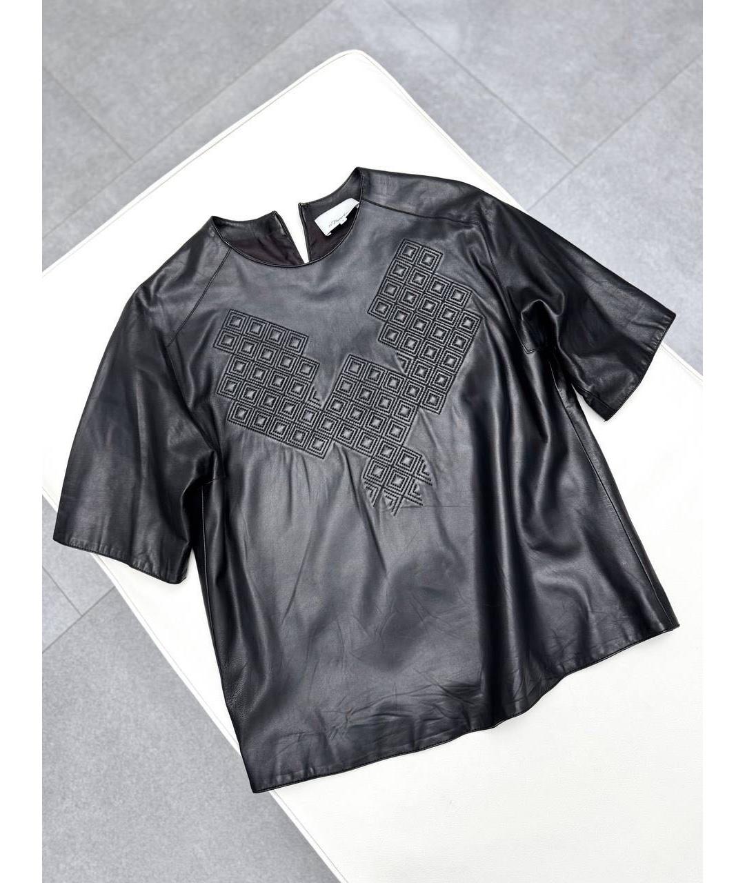 3.1 PHILLIP LIM Черная кожаная футболка, фото 7