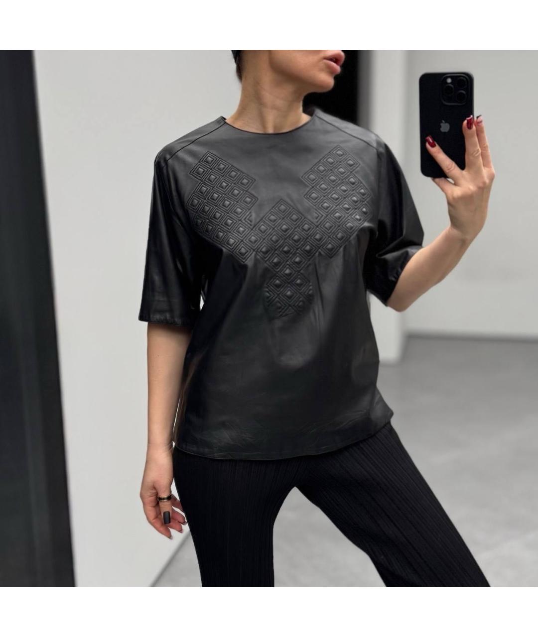 3.1 PHILLIP LIM Черная кожаная футболка, фото 6