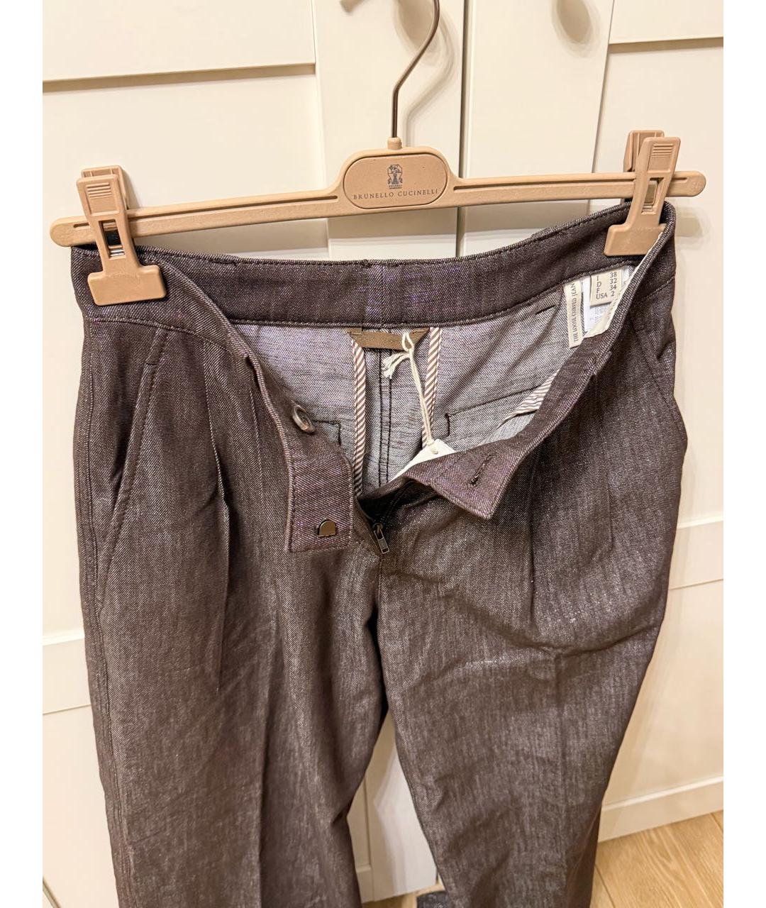 BRUNELLO CUCINELLI Коричневые прямые джинсы, фото 3