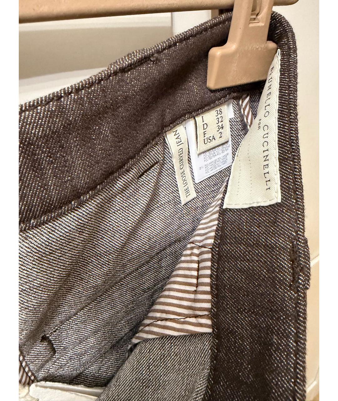 BRUNELLO CUCINELLI Коричневые прямые джинсы, фото 4