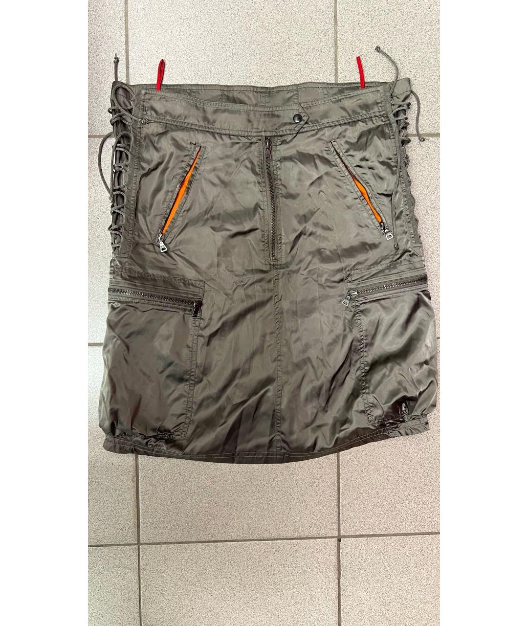 PRADA Хаки вискозная юбка миди, фото 9