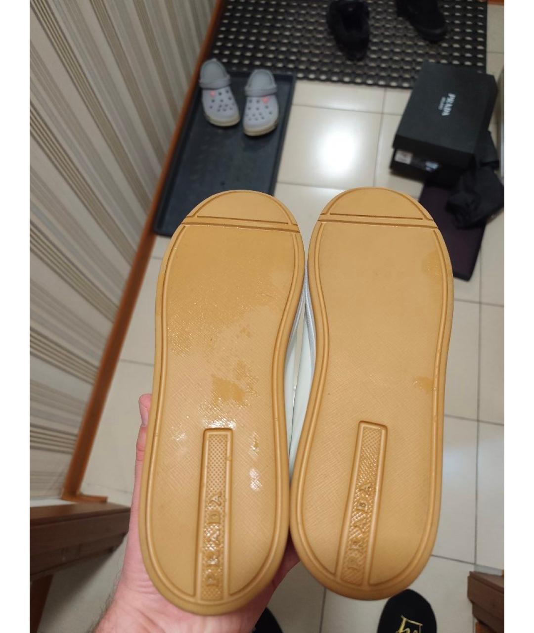 PRADA Белые кожаные кеды, фото 4