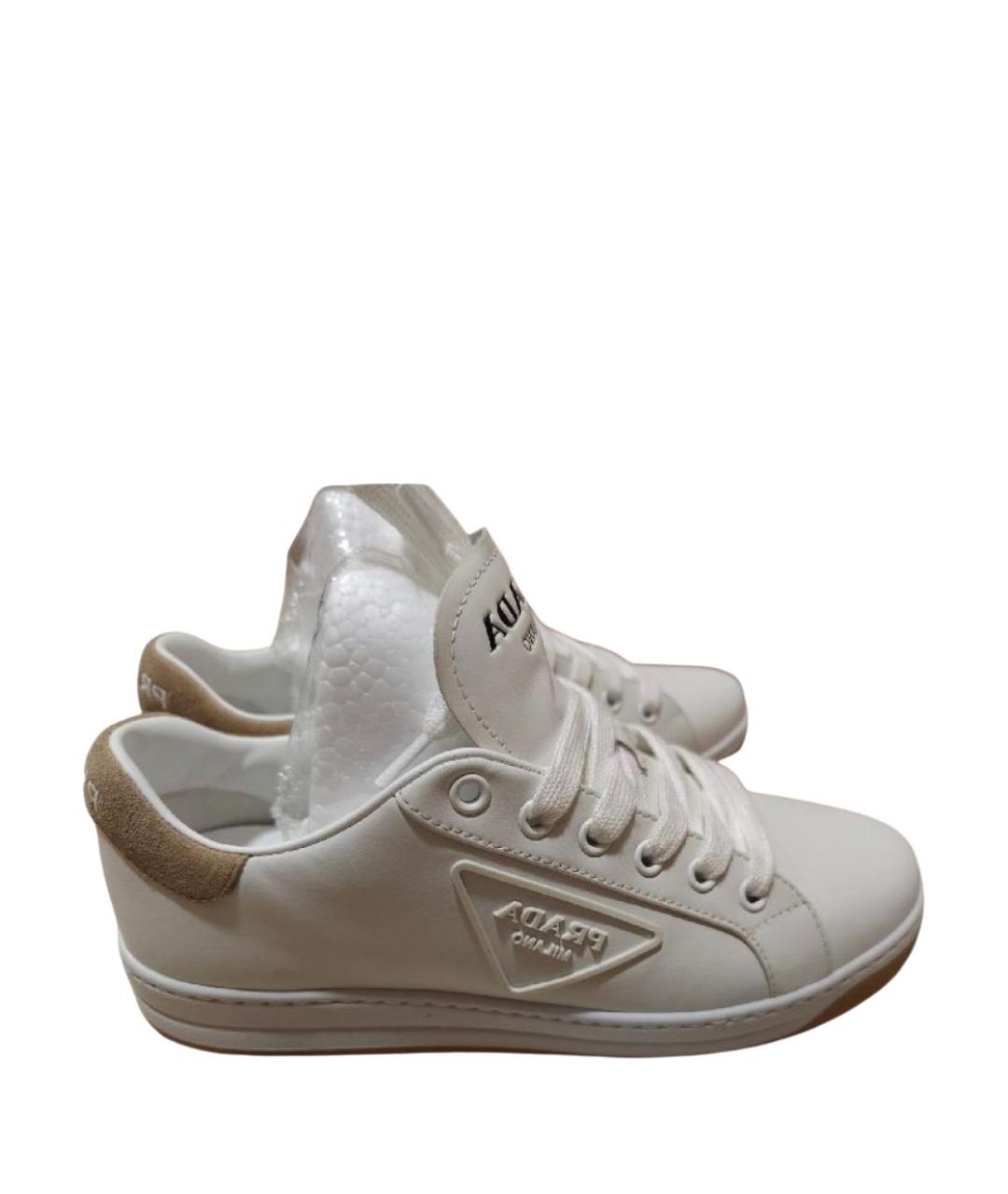 PRADA Белые кожаные кеды, фото 1