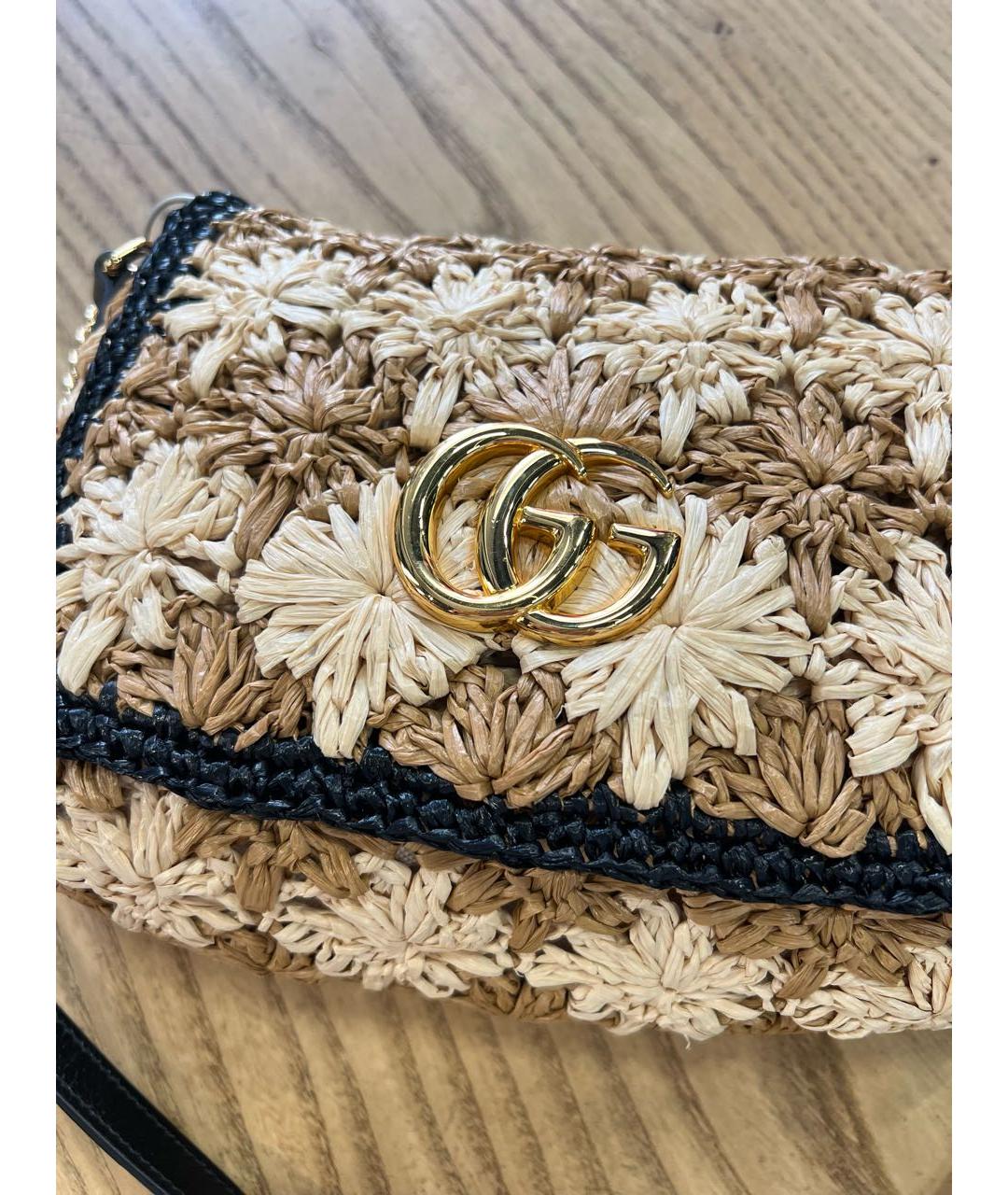 GUCCI Бежевая пелетеная сумка через плечо, фото 2