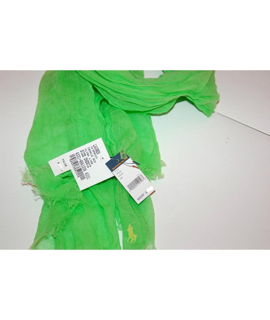 RALPH LAUREN Зеленый хлопковый шарф, фото 3