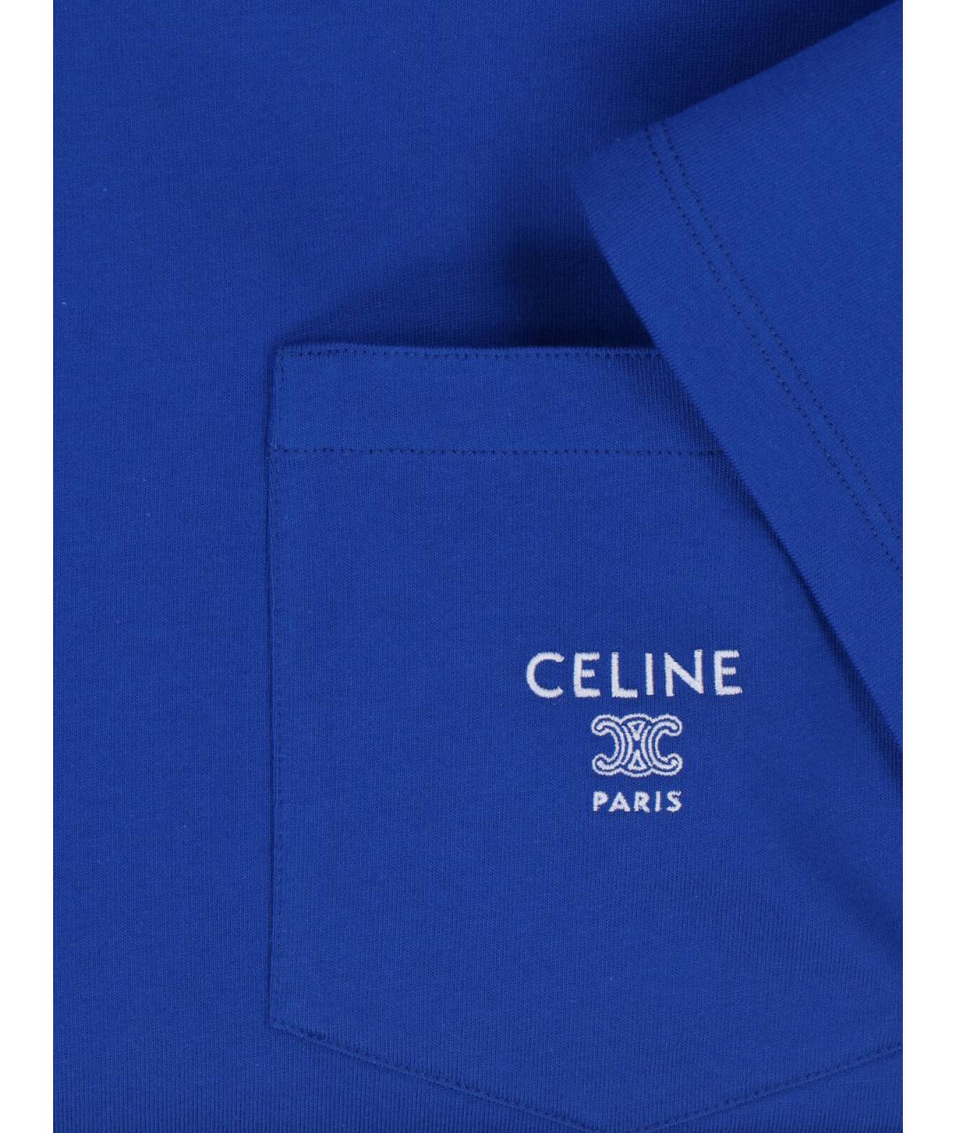 CELINE Синяя хлопковая футболка, фото 3