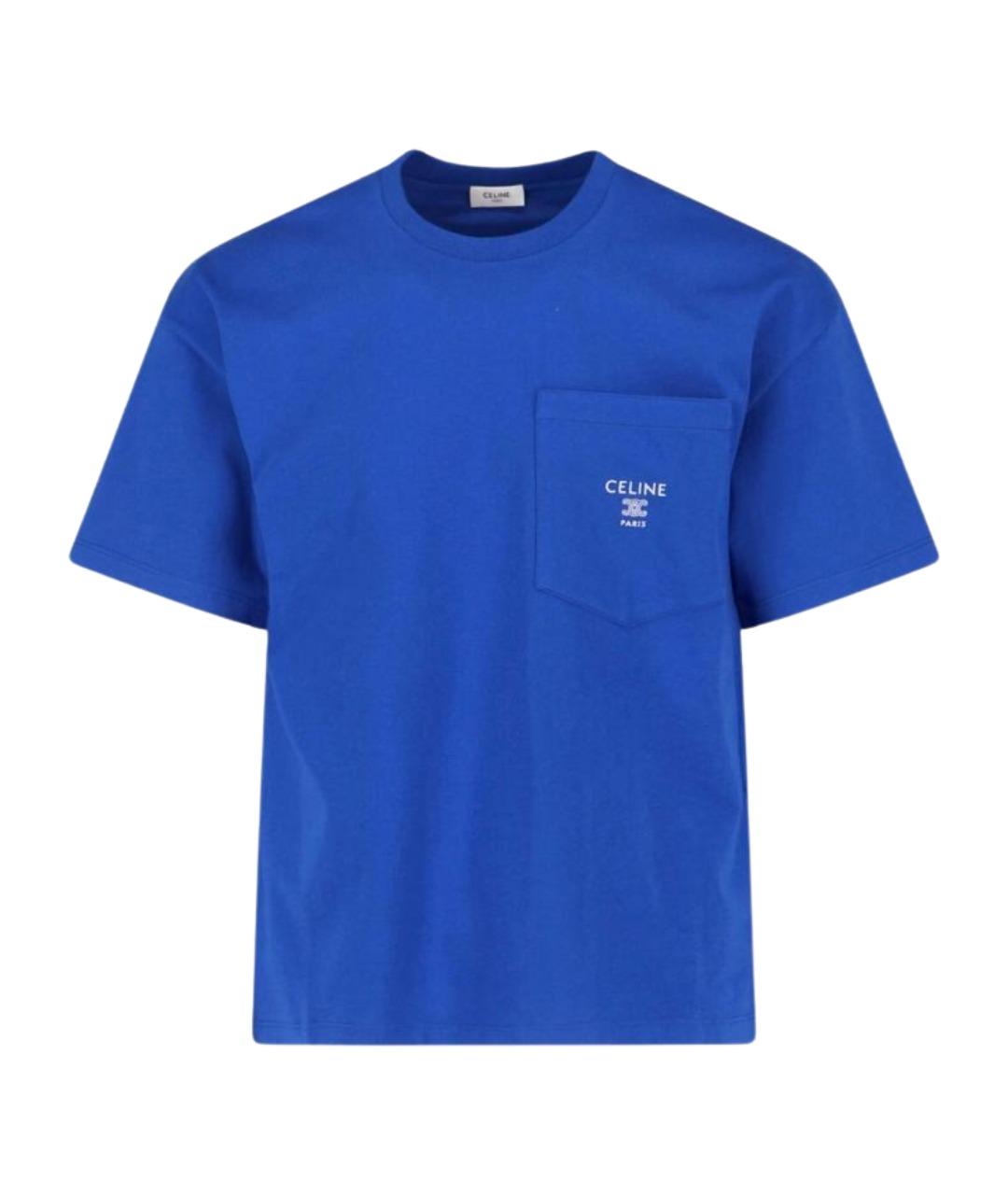 CELINE Синяя хлопковая футболка, фото 1