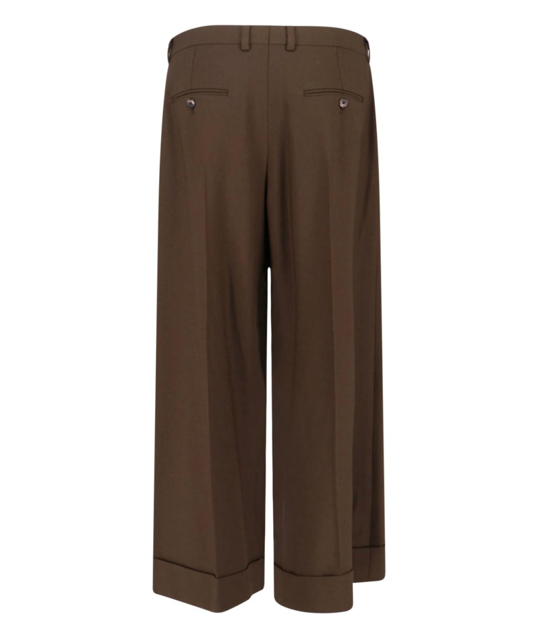 CELINE Коричневые шерстяные брюки широкие, фото 2