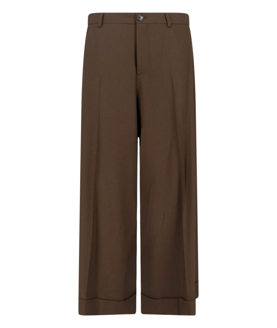 CELINE Коричневые шерстяные брюки широкие, фото 1