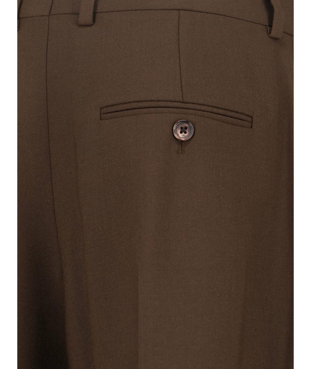 CELINE Коричневые шерстяные брюки широкие, фото 4