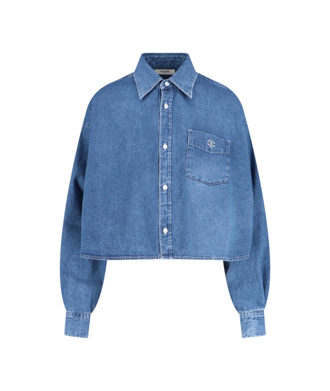 CELINE Голубая хлопковая рубашка, фото 1