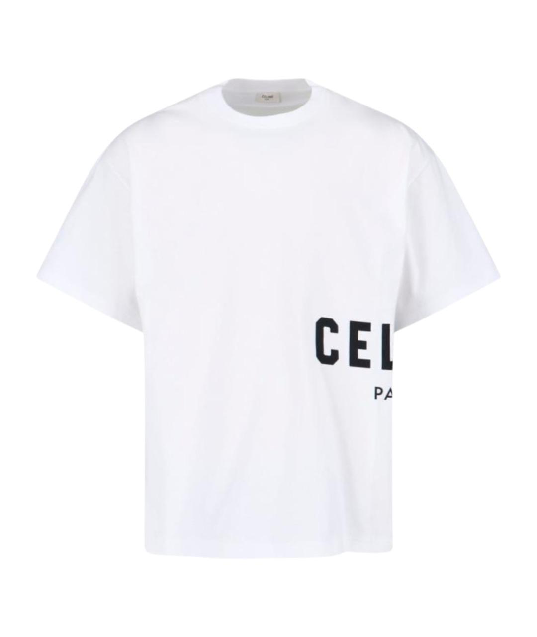CELINE Белая хлопковая футболка, фото 1