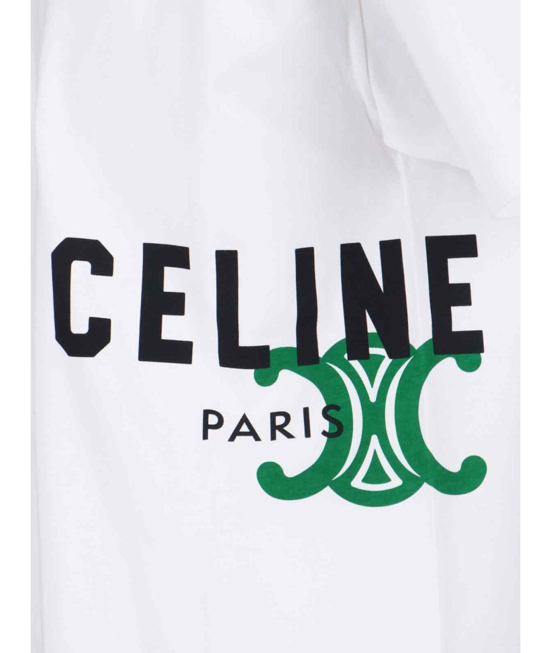 CELINE Белая хлопковая футболка, фото 3