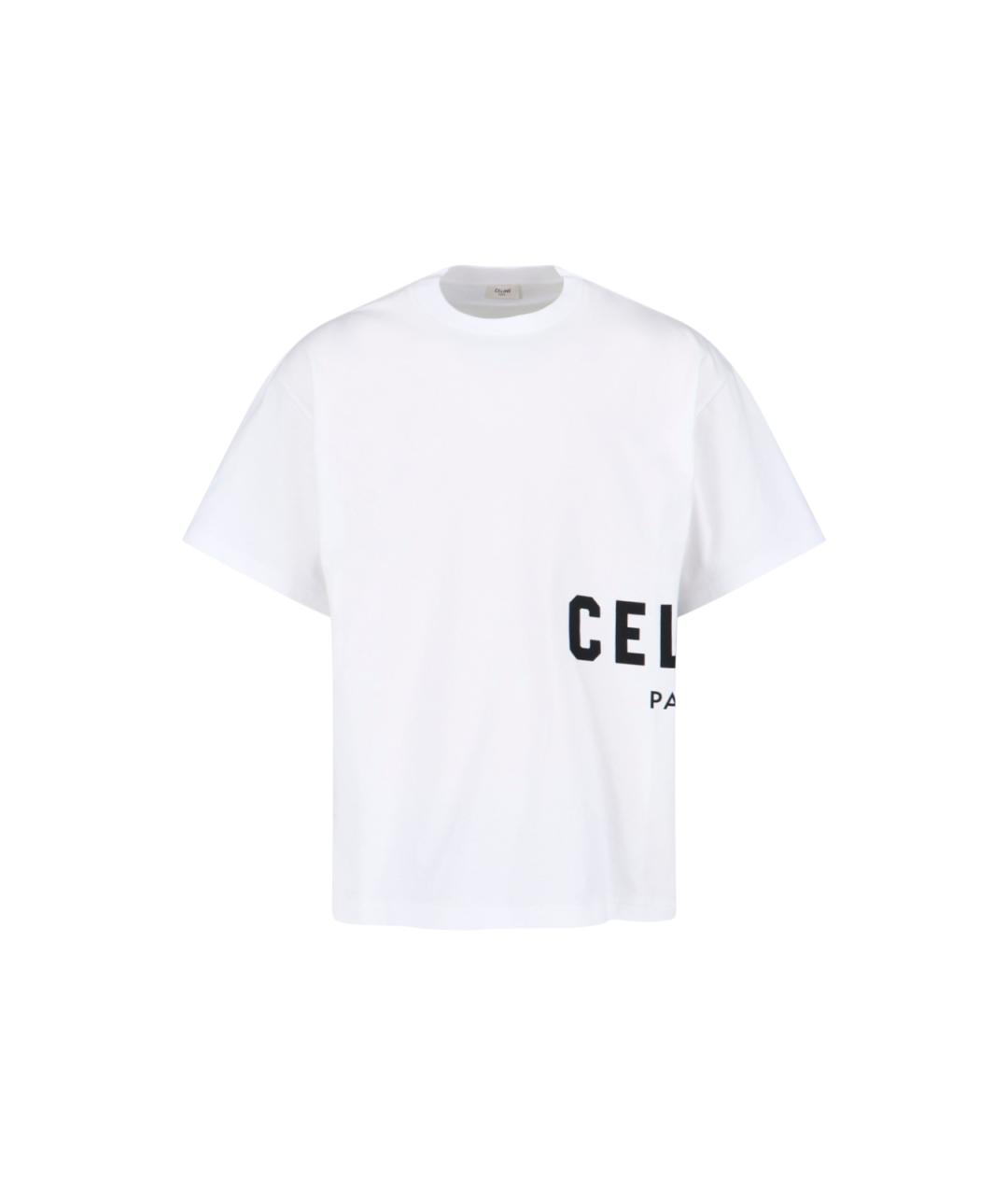 CELINE Белая хлопковая футболка, фото 4