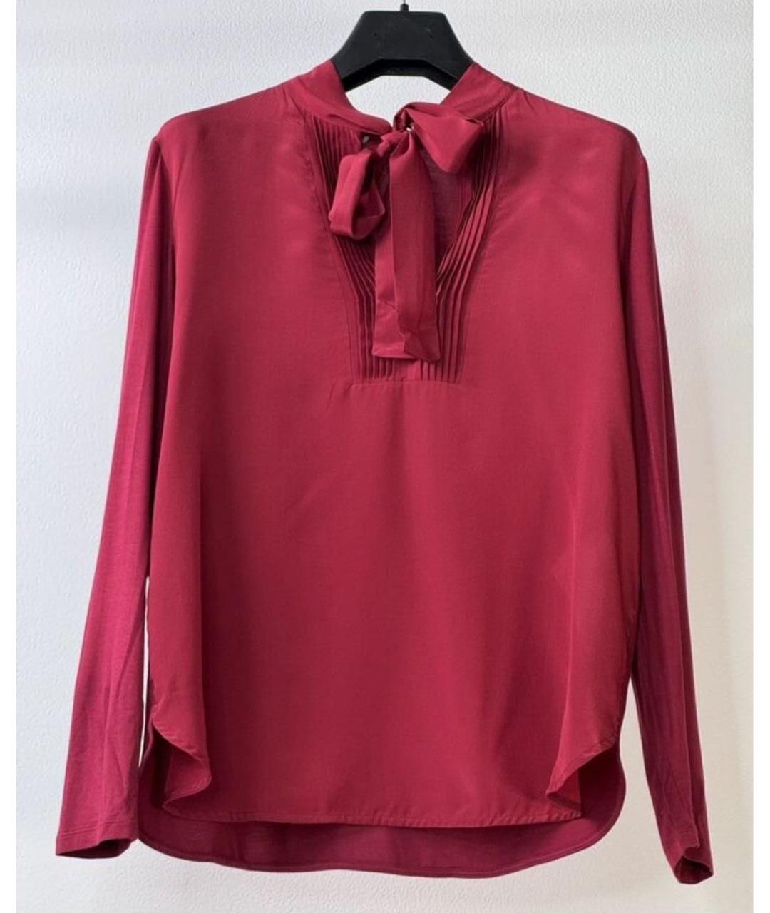 MAX&CO Бордовая шелковая блузы, фото 9