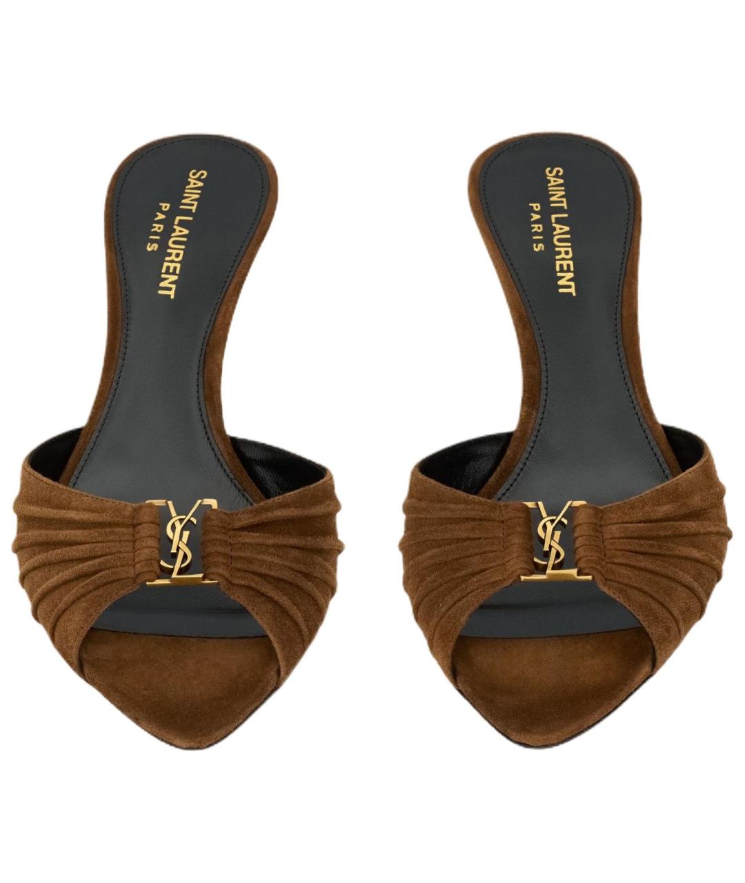SAINT LAURENT Коричневые босоножки, фото 5