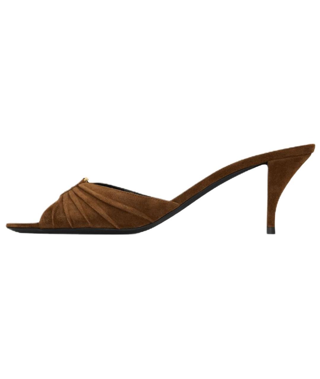 SAINT LAURENT Коричневые босоножки, фото 2