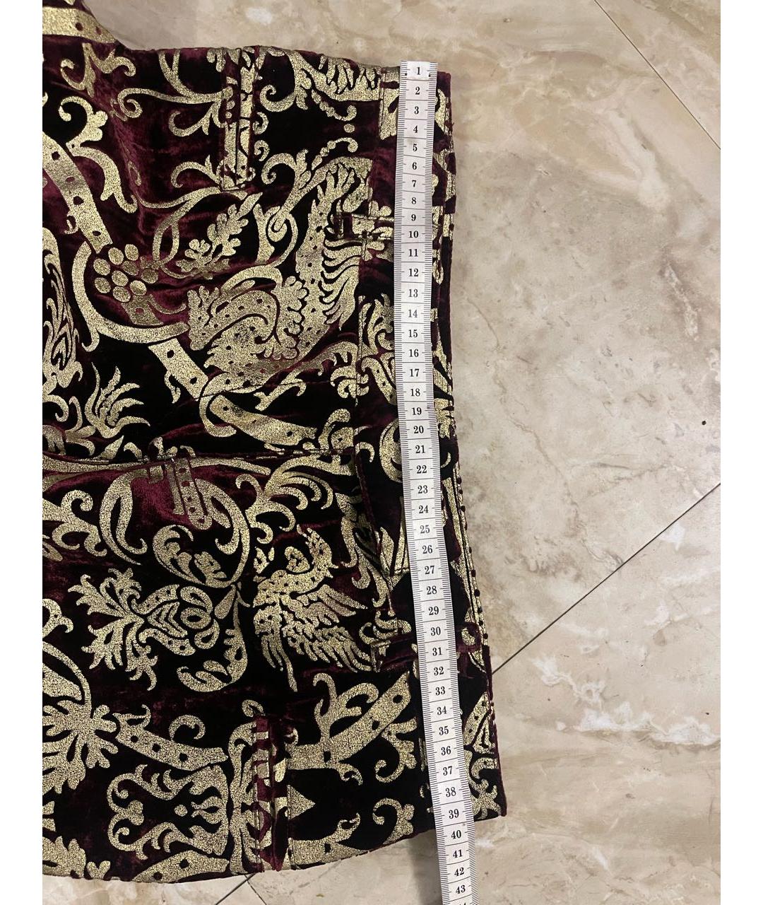 ROBERTO CAVALLI Бордовые бархатные прямые брюки, фото 4