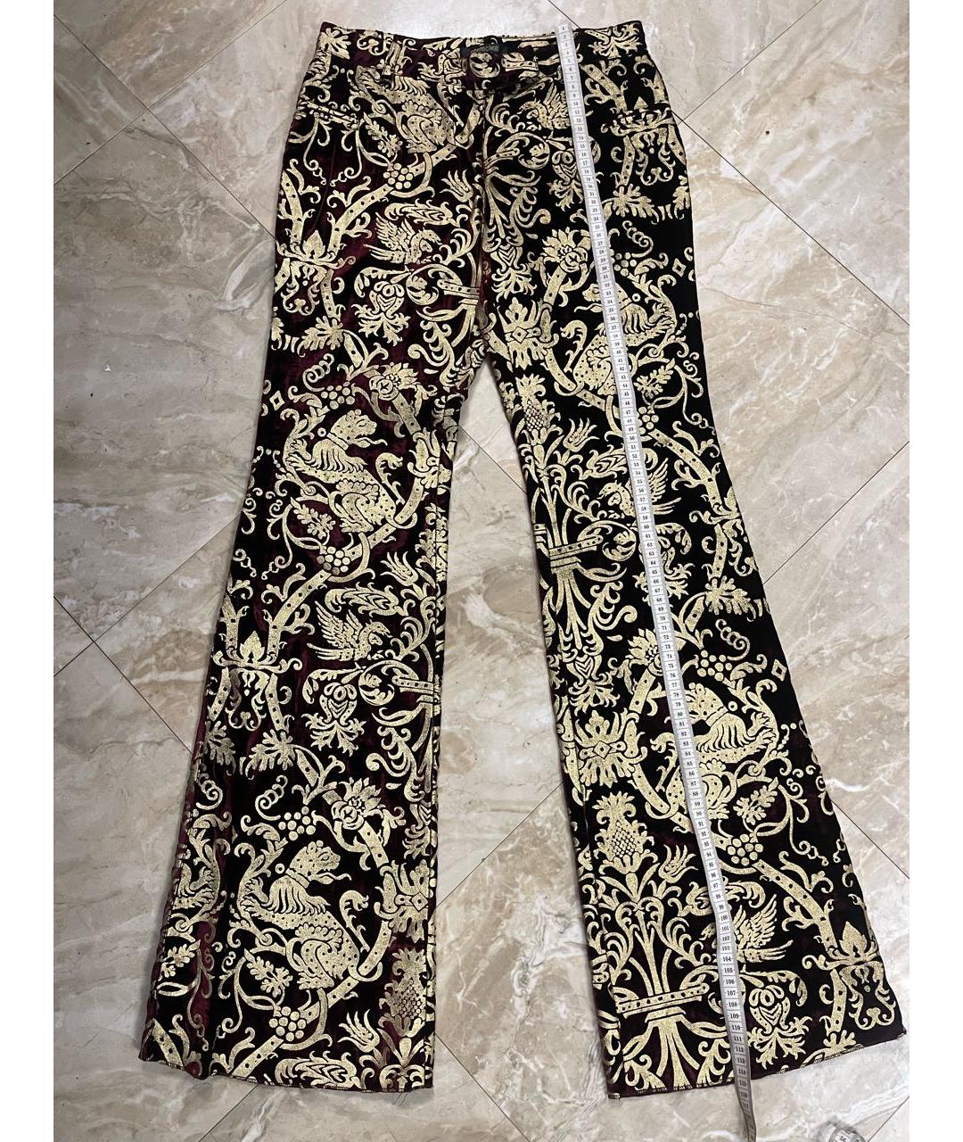 ROBERTO CAVALLI Бордовые бархатные прямые брюки, фото 3