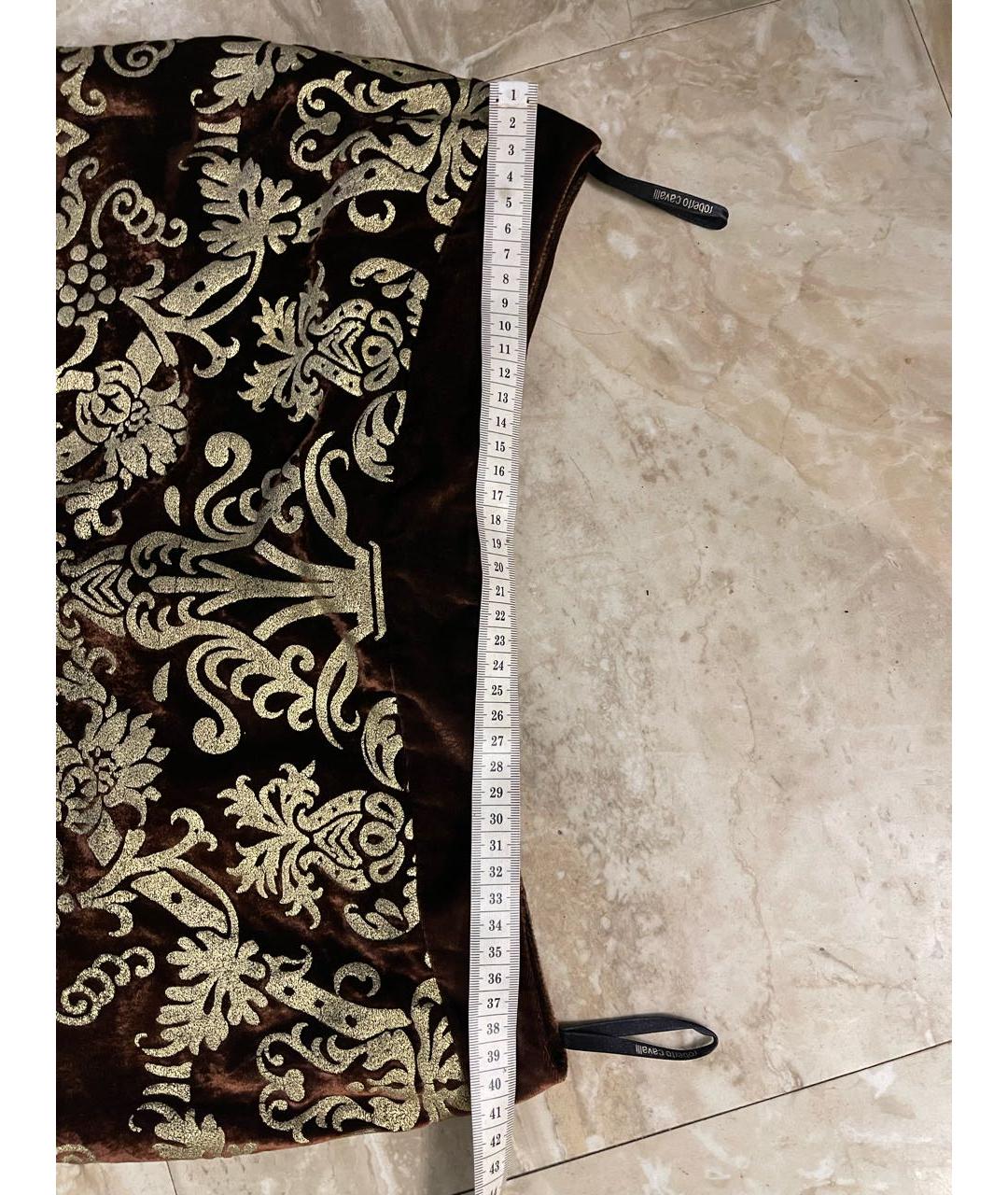 ROBERTO CAVALLI Коричневая бархатная юбка миди, фото 4