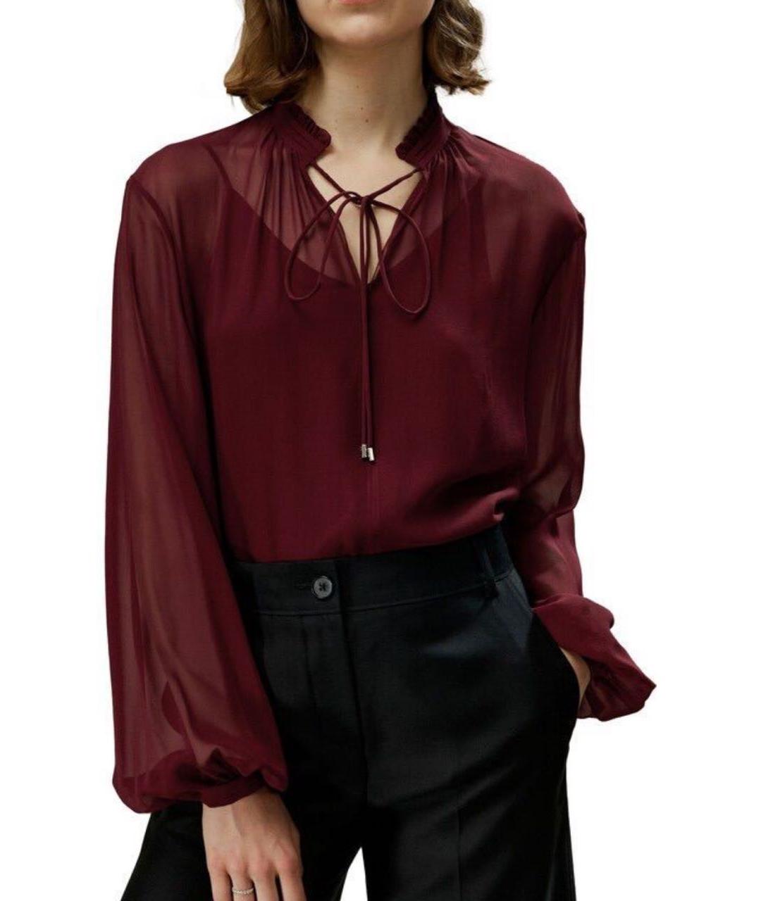 MAX MARA STUDIO Бордовая шелковая блузы, фото 7