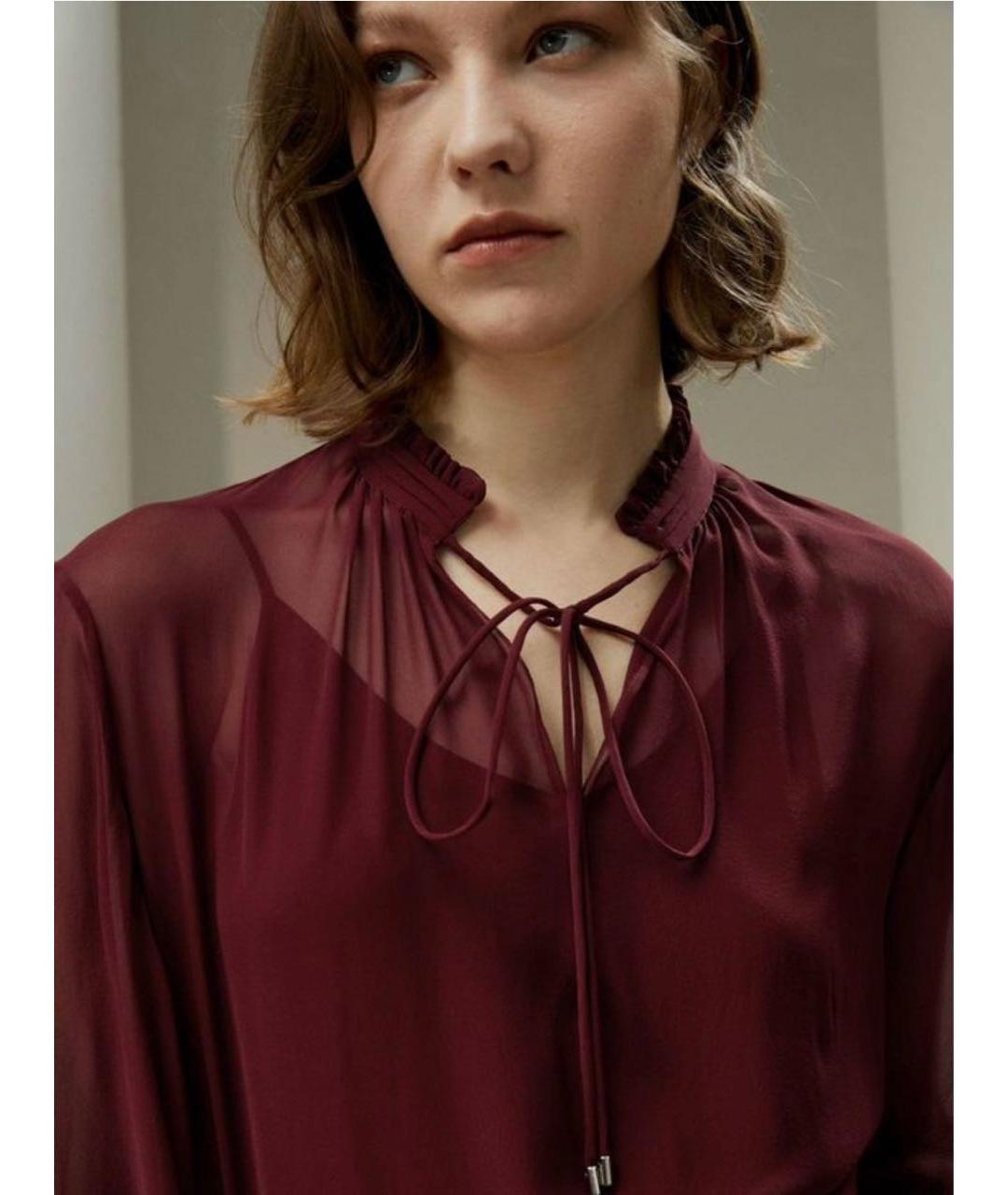 MAX MARA STUDIO Бордовая шелковая блузы, фото 6