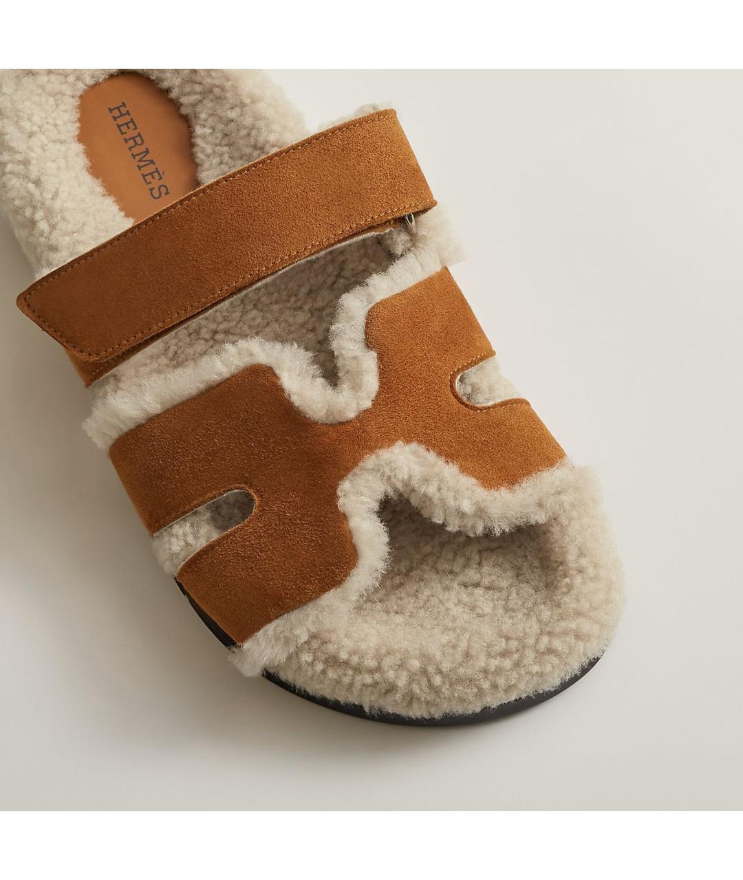 HERMES Коричневые кожаные шлепанцы, фото 4