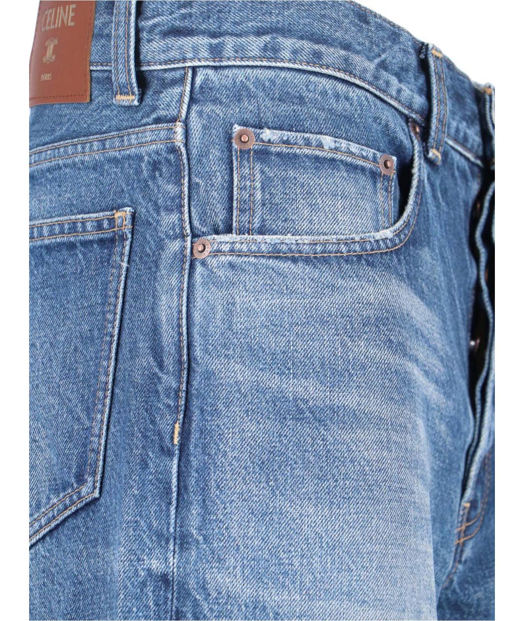 CELINE Голубые хлопковые прямые джинсы, фото 4
