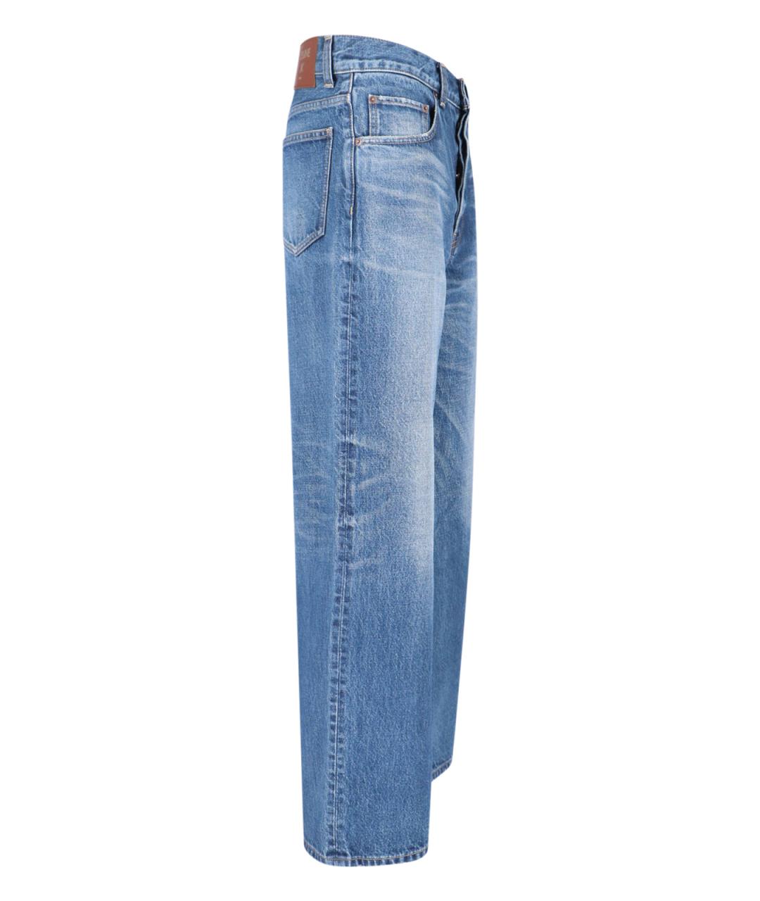 CELINE Голубые хлопковые прямые джинсы, фото 3