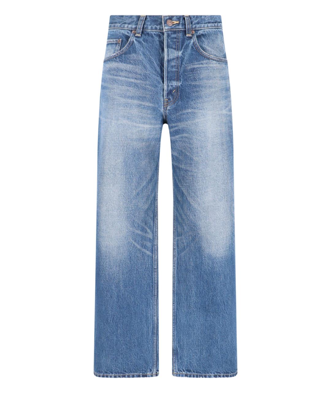 CELINE Голубые хлопковые прямые джинсы, фото 1