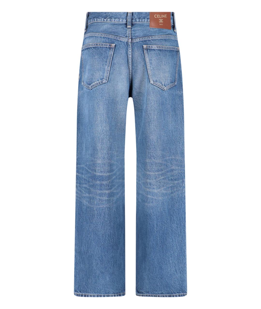 CELINE Голубые хлопковые прямые джинсы, фото 2