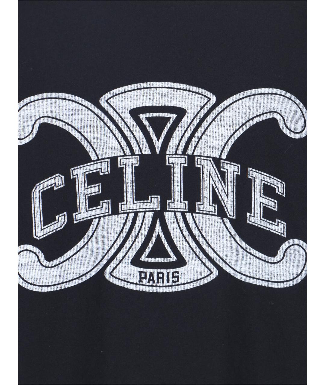 CELINE Черная хлопковая футболка, фото 3