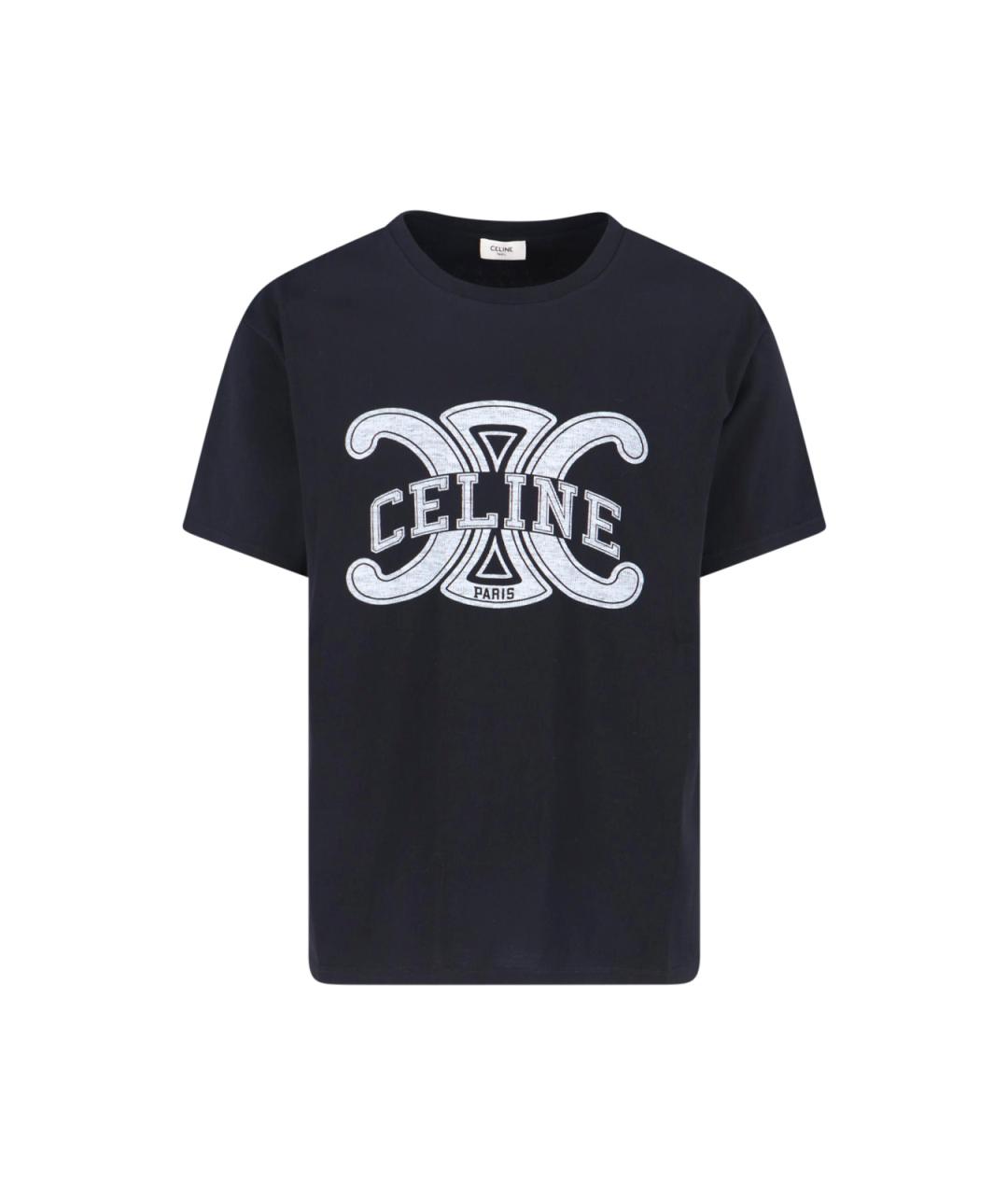 CELINE Черная хлопковая футболка, фото 4