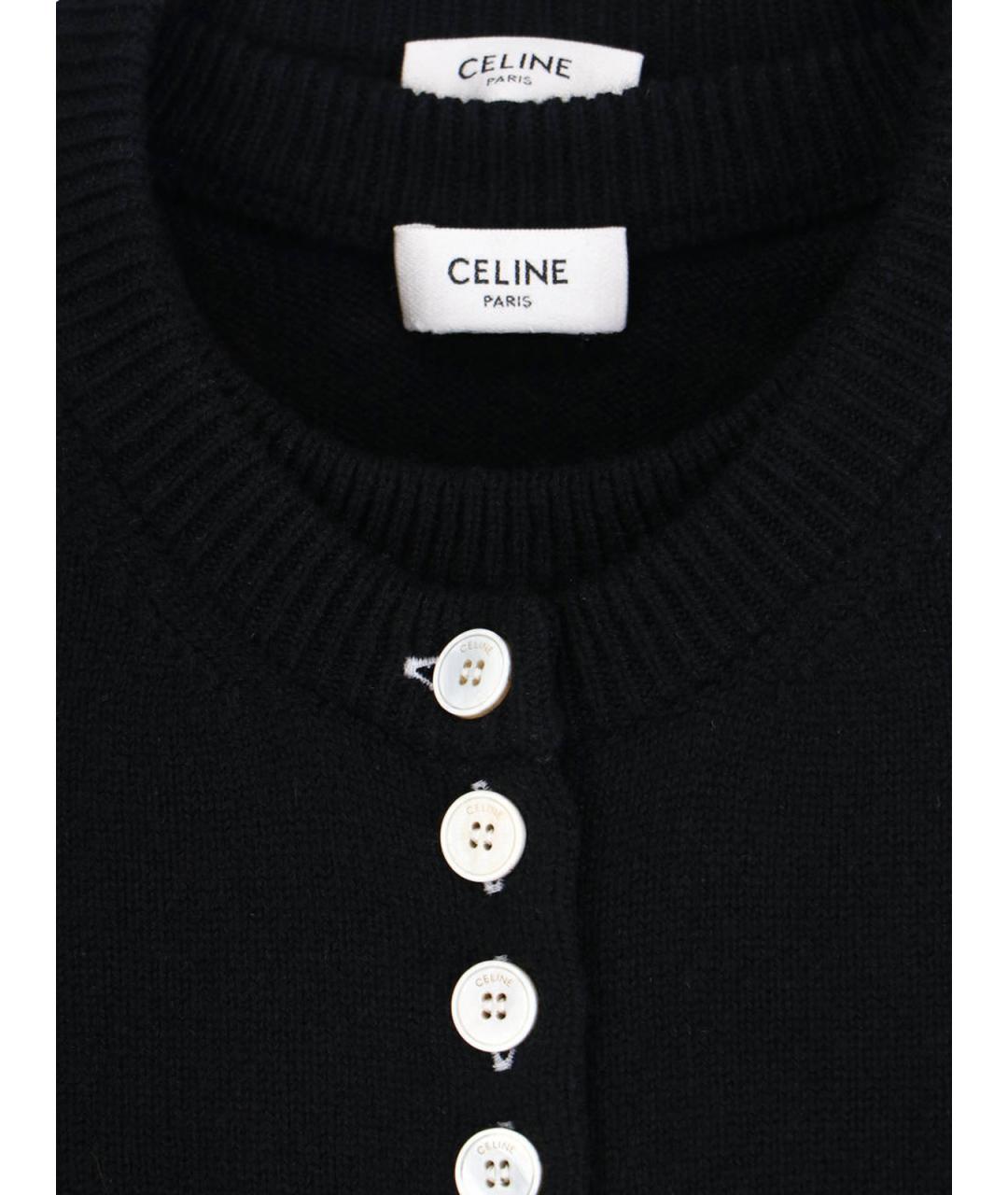 CELINE Черный кашемировый кардиган, фото 3