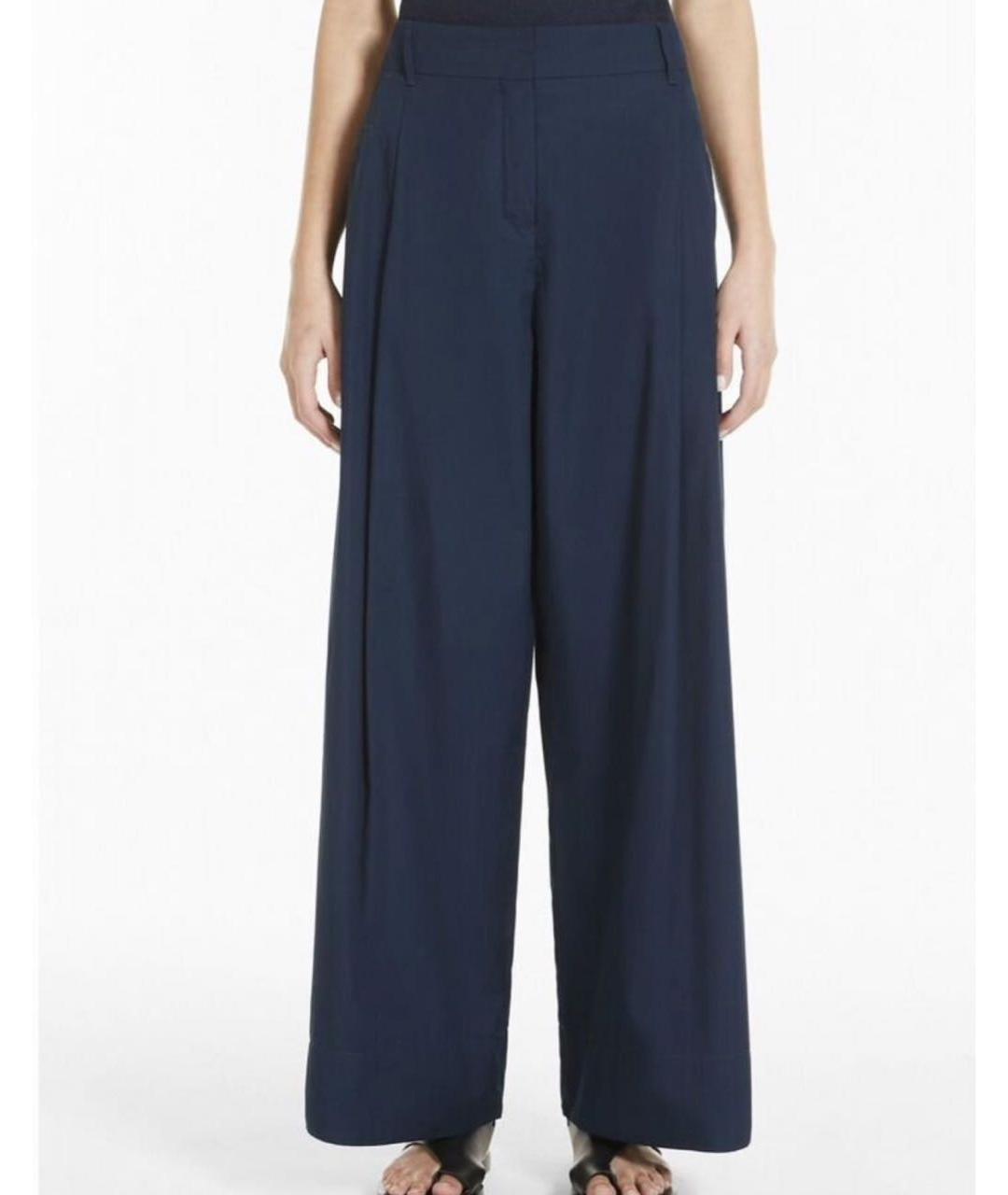MAX MARA Синие вискозные прямые брюки, фото 7