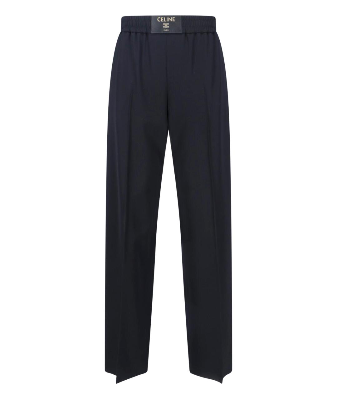 CELINE Черные шерстяные прямые брюки, фото 1