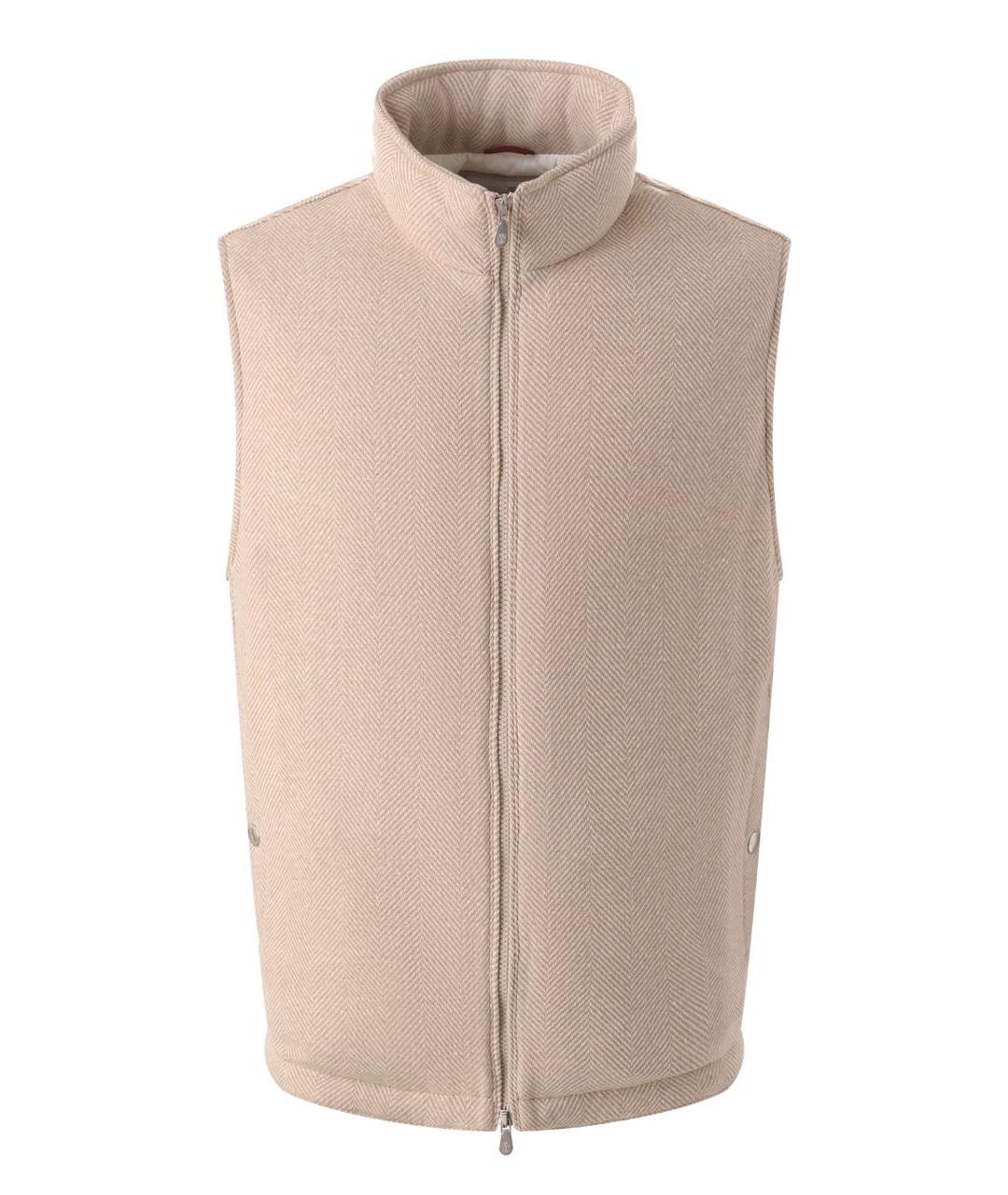 BRUNELLO CUCINELLI Бежевый шерстяной жилет, фото 6