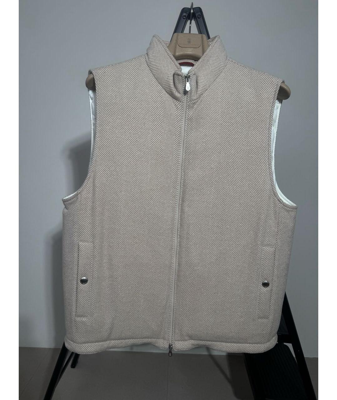 BRUNELLO CUCINELLI Бежевый шерстяной жилет, фото 2