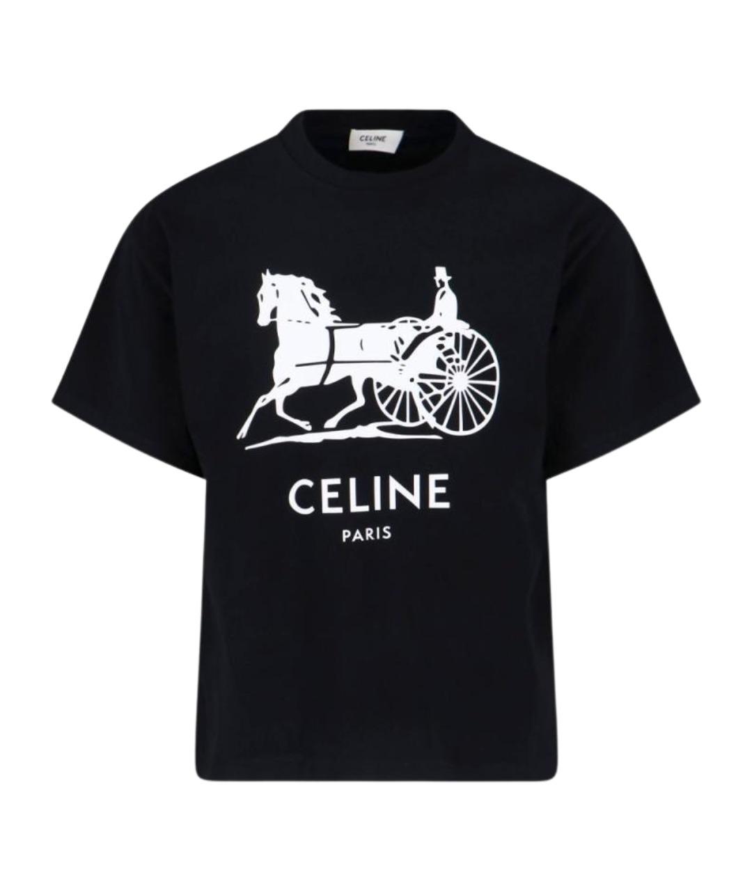 CELINE Черная хлопковая футболка, фото 1