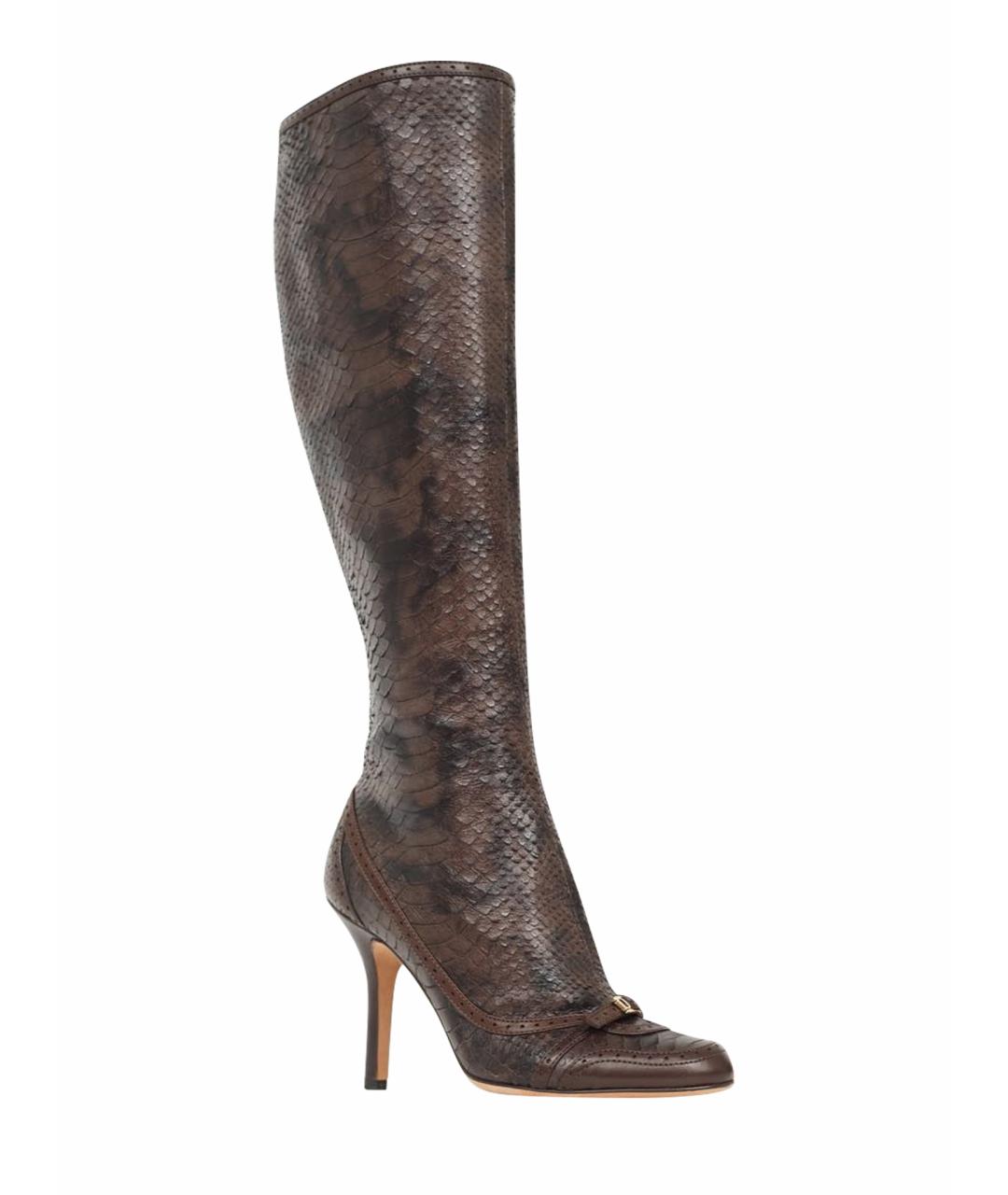 CHRISTIAN DIOR Коричневые сапоги из экзотической кожи, фото 1