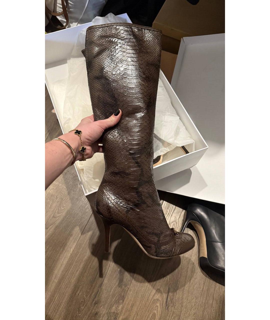 CHRISTIAN DIOR Коричневые сапоги из экзотической кожи, фото 4