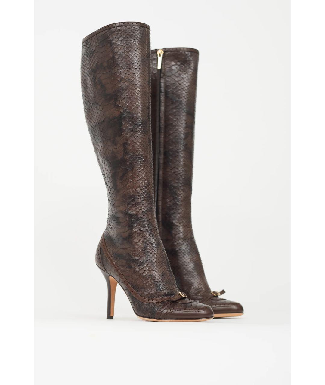 CHRISTIAN DIOR Коричневые сапоги из экзотической кожи, фото 9