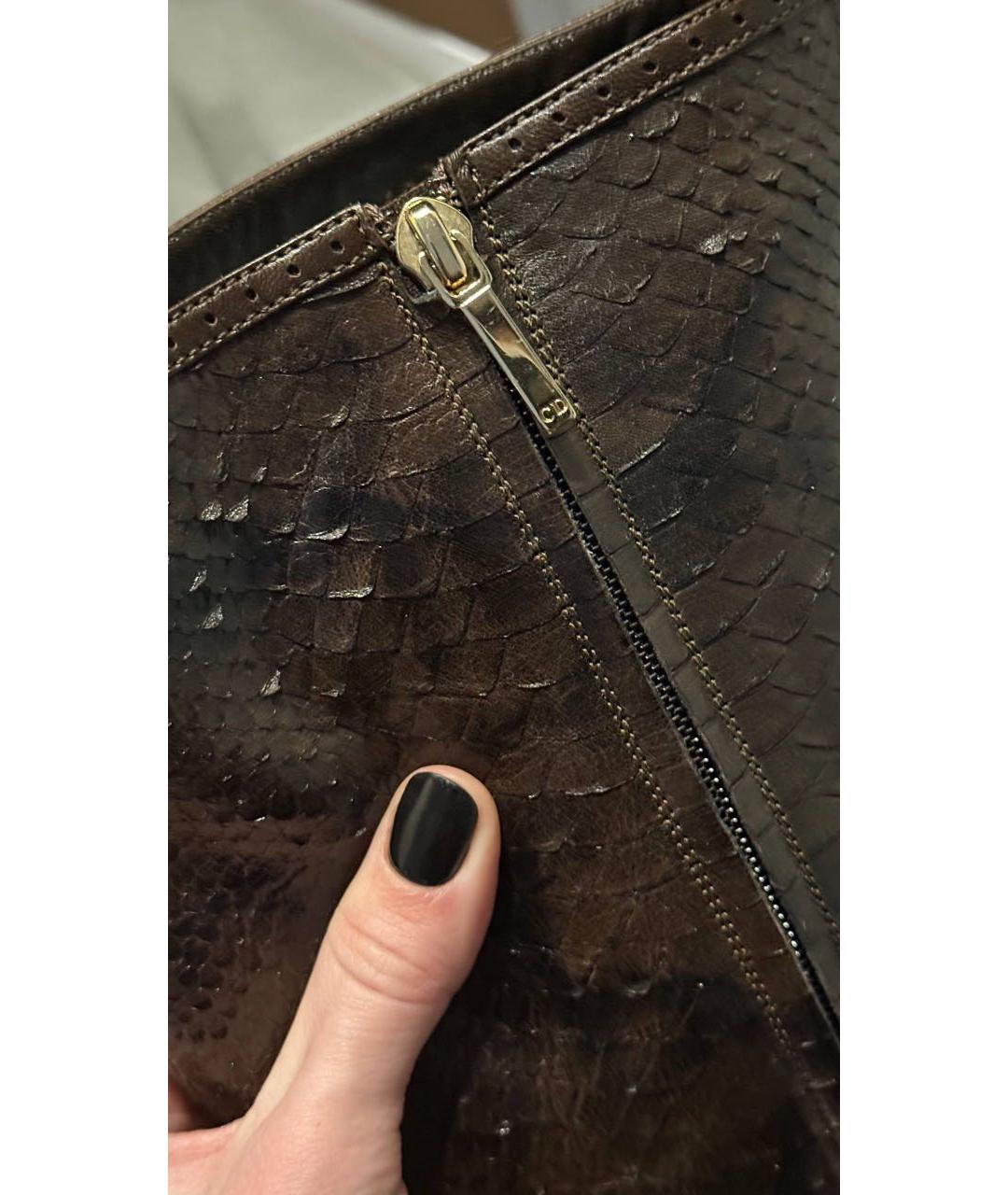 CHRISTIAN DIOR Коричневые сапоги из экзотической кожи, фото 6